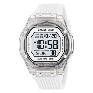SKMEI 2689 Digital Sports Watch - White-Trans