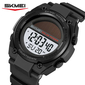 SKMEI 2712 Men's Solar Digital Sports Watch - Black/White