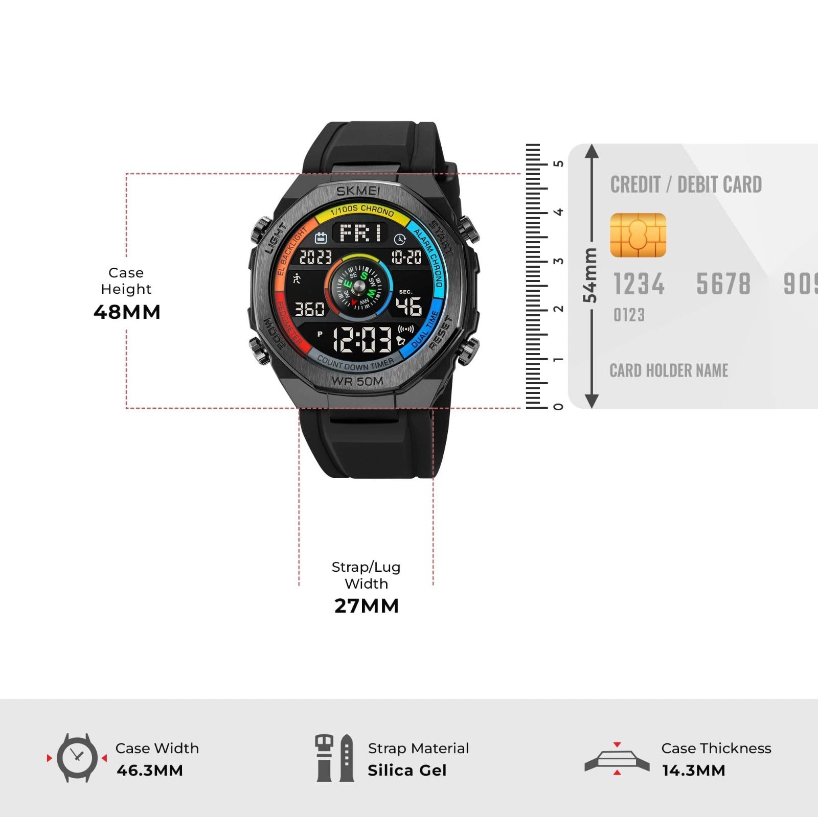 Skmei - 2209 - Digital Step Count Pedometer Watch - colorful/black image 3