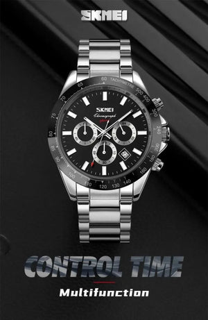 Skmei - 9259 - Stainless Steel Chronograph - Silver/Black image 3