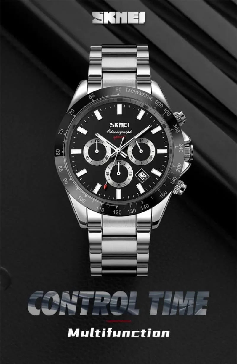 Skmei - 9259 - Stainless Steel Chronograph - Silver/Black image 3