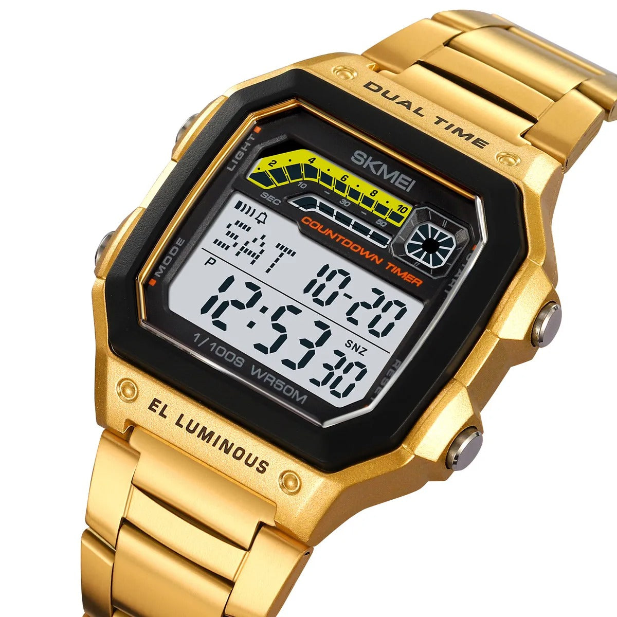 Skmei – 2307 – Digital Sports Watch – Gold/Steel image 0