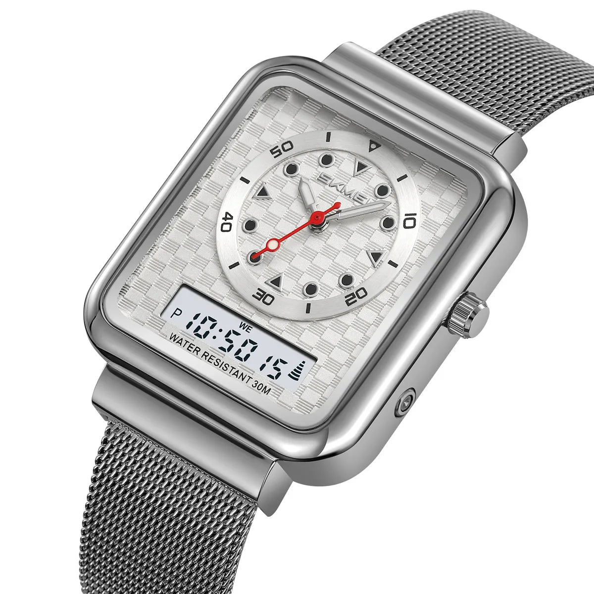 SKMEI - 2466 - Dual Display Time Quartz Watch - Silver image 0