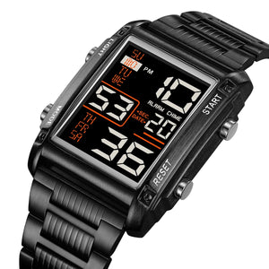 SKMEI - 2206 - Digital Movement Multifunction Stainless Steel Watch - Black/Black image 1