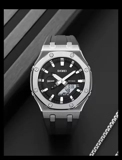 Skmei - 2243 - World time 50 Timezone- Silver/Black image 4