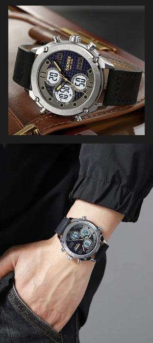 Skmei - 1975(strap)- Luminous 30m Waterproof Mutifunctional - Silver/Black-White image 2