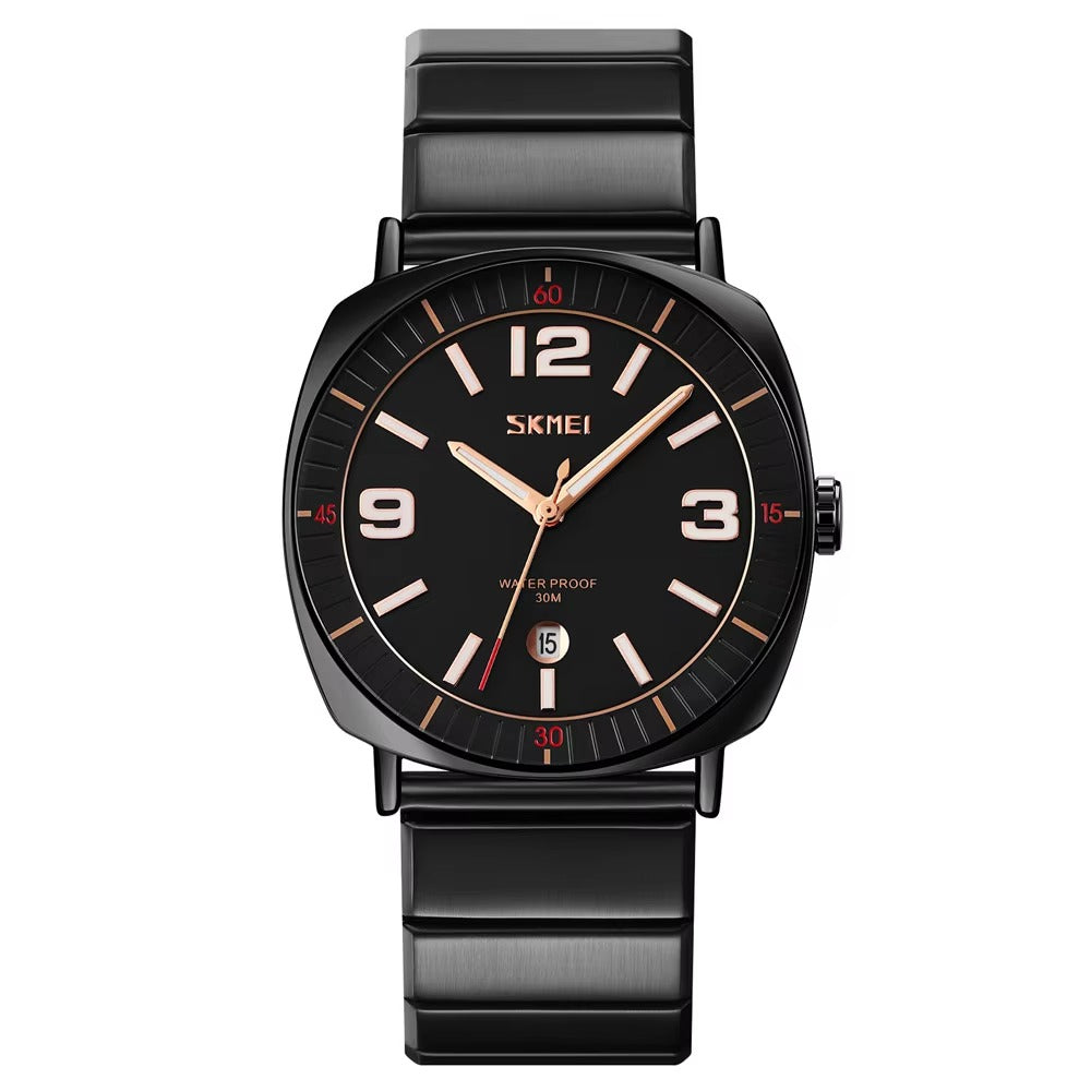 SKMEI - 9280 - Slim Steel Analog Quartz Watch - black/black image 0