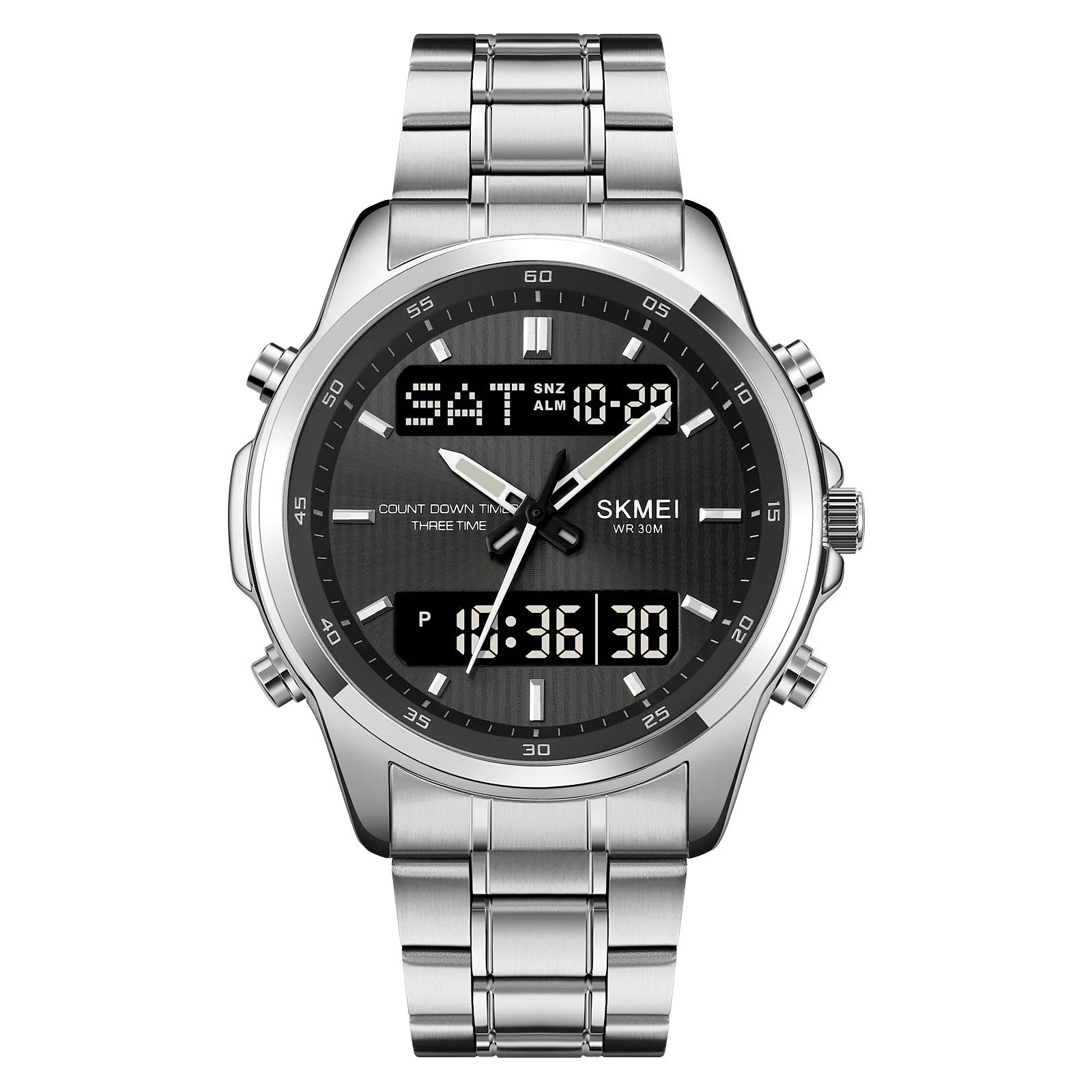 Skmei - 2049 - Multifunctional Waterproof Watch - Silver/Black image 0
