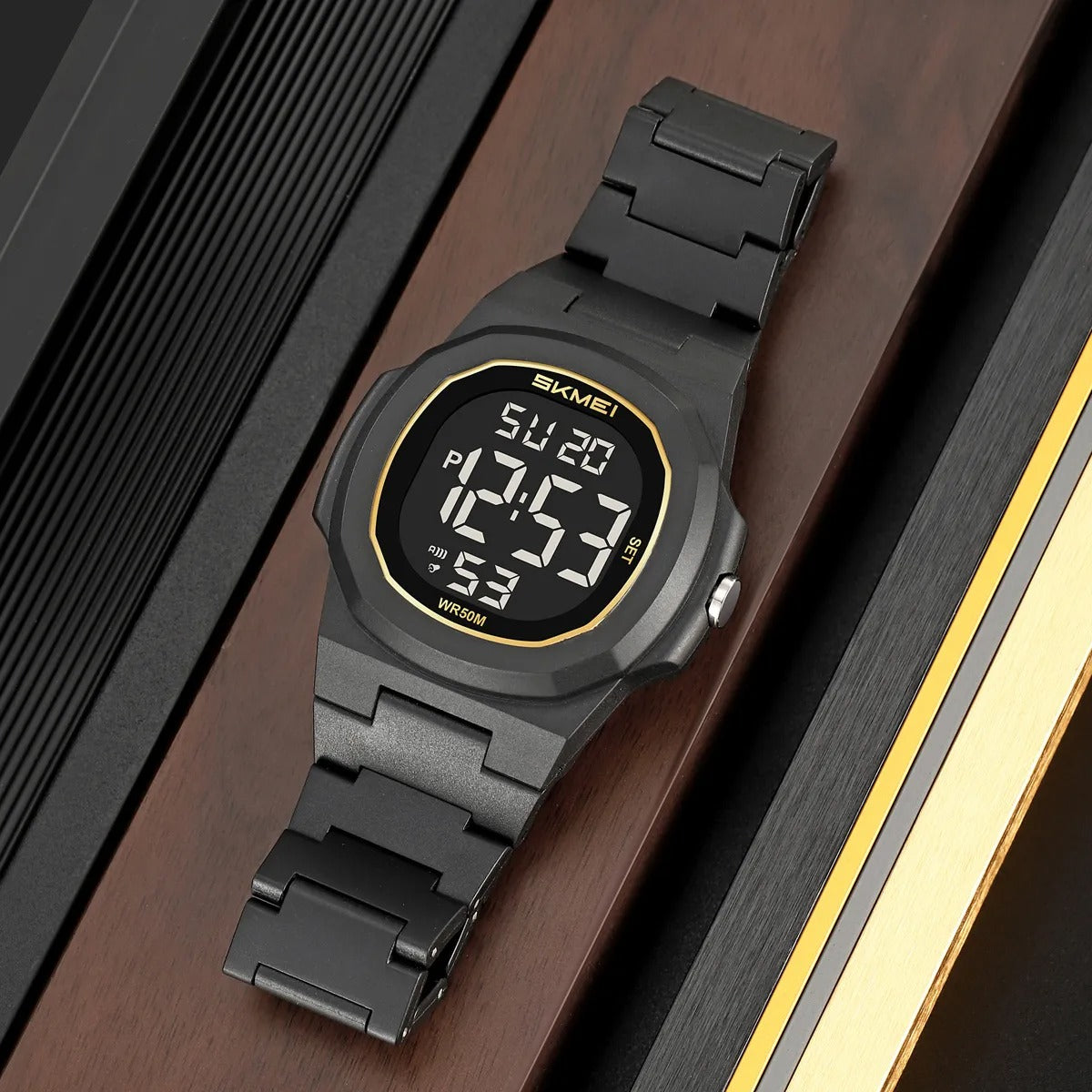 SKMEI 2428 Digital Casual Sports Watch - black/gold image 1