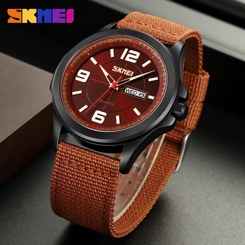 SKMEI - 9315 - Casual Nylon Strap Men’s Watch - brown image 2