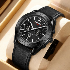 SKMEI 2503 Digital Tachymetre Countdown Timer Watch - black/black/black/leather image 1