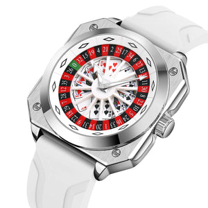 SKMEI - 9379 - Rotating Poker Dial Silicone Wrist Watch - Silver/white image 1