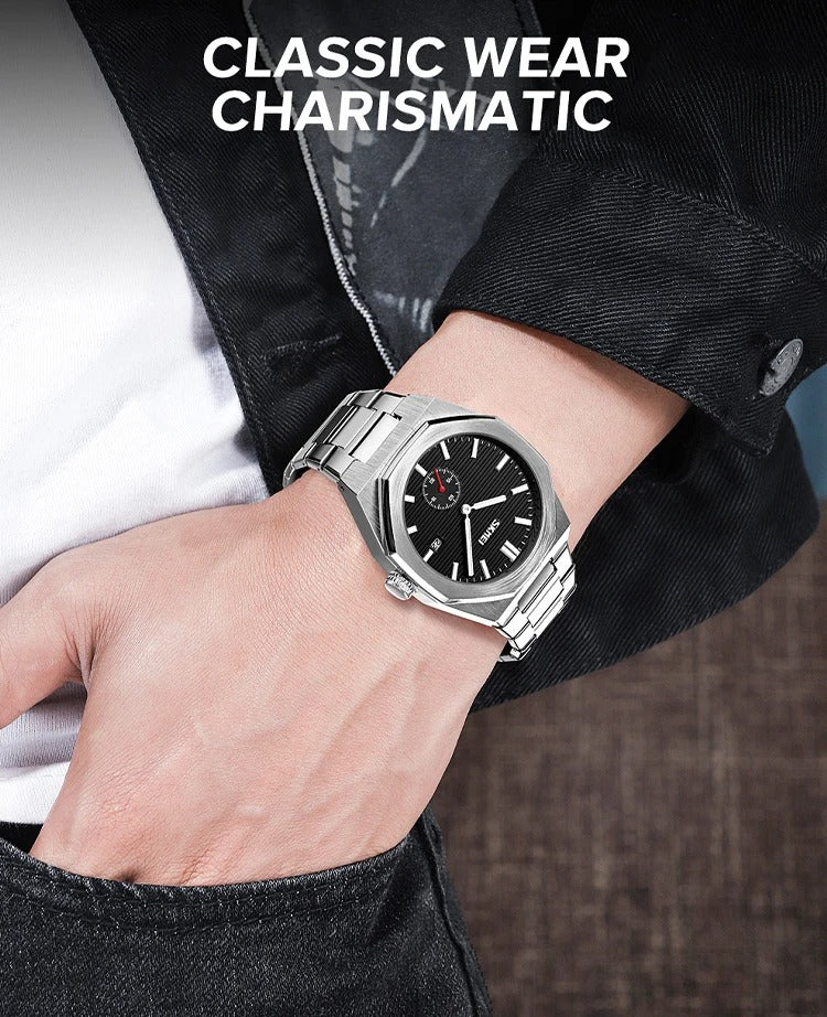 SKMEI - 9262 - High Quality Luxury Watch - Silver/Black image 4