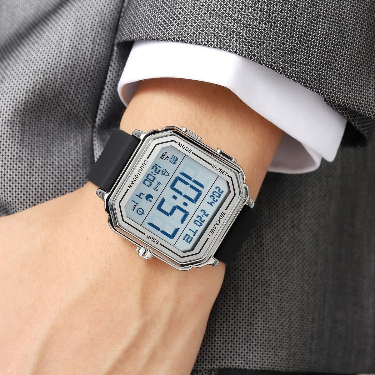 Skmei – 2559 – Digital Classic Sports Watch – Silver / Silica image 2