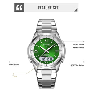 SKMEI 2459 Analog Digital World Time Sports Watch - silver/green image 2