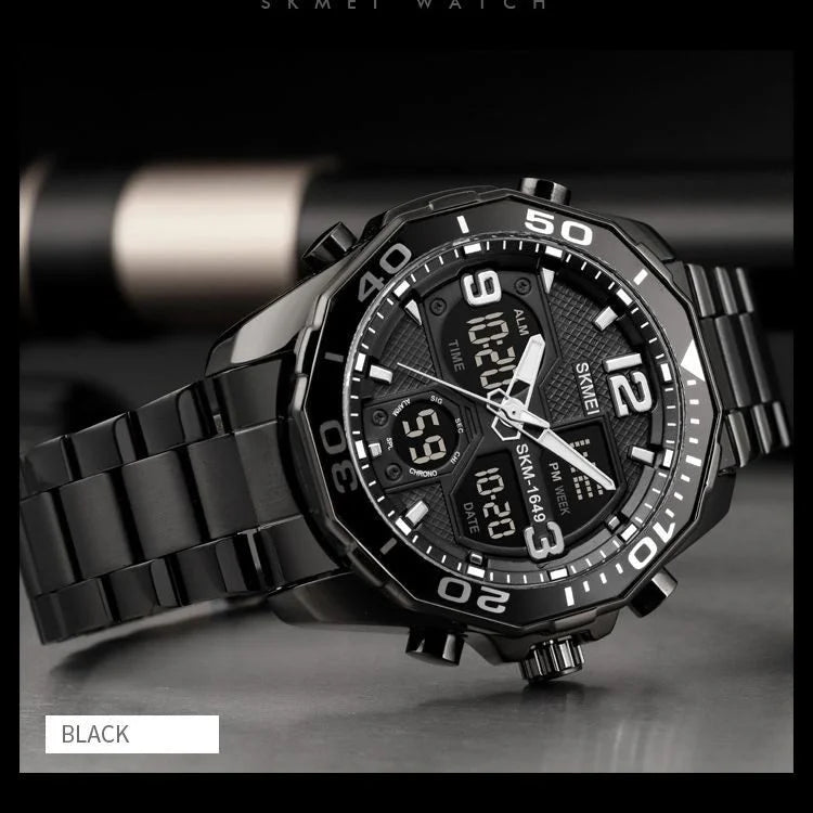 Skmei - 1649 - Rotatable Ring Quartz MultiFunctional Watch - Black image 2