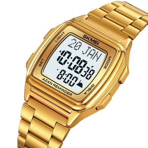 SKMEI - 2240 - Qibla Azan Time Reminder Prayer Watch - gold image 1