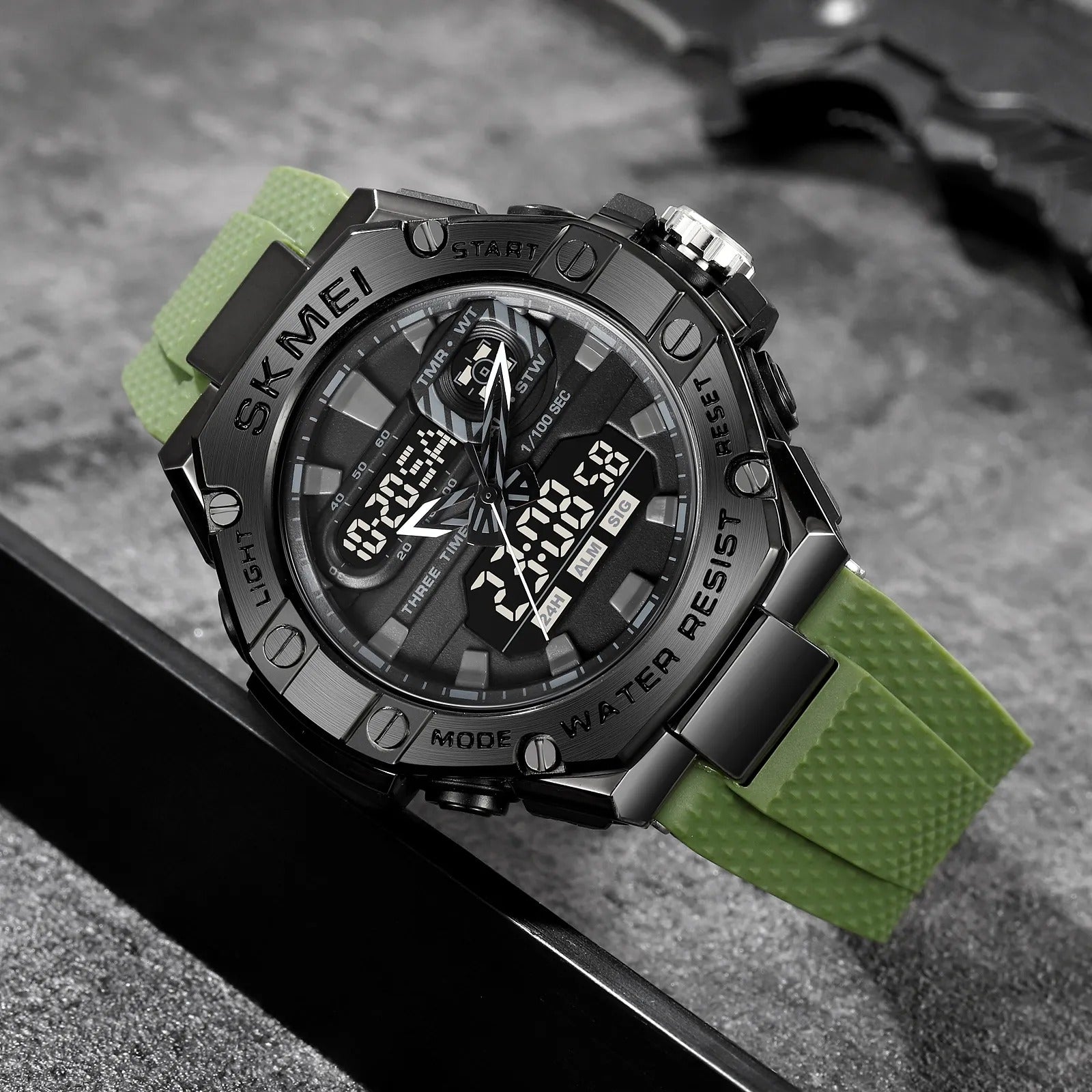 Skmei - 2221 - Tactical Force Dual Display Watch - Army Green image 1