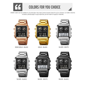 Skmei - 2204 - Digital Luminous 4 Time Square - Silver/Black image 5