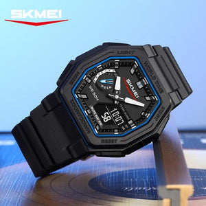 SKMEI - 2438 - Dual Sports Watch Multiple Time Zone - Black/Blue image 4