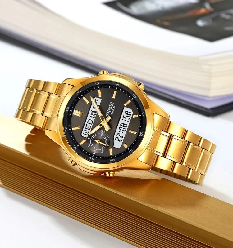 SKMEI - 2284 - World Master Dual Display Watch - Gold image 1