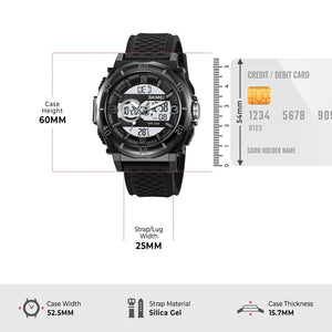 SKMEI - 2098 - Digital Dial Silica Gel Strap Watch for Men - black-white image 4
