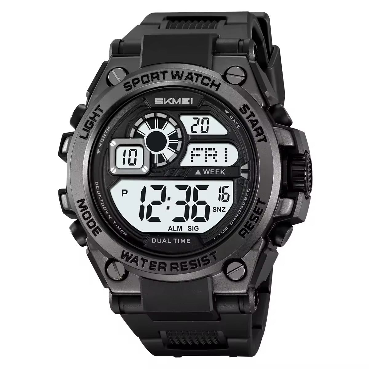 SKMEI 2318 Rugged Digital Sport Watch - black/white image 0