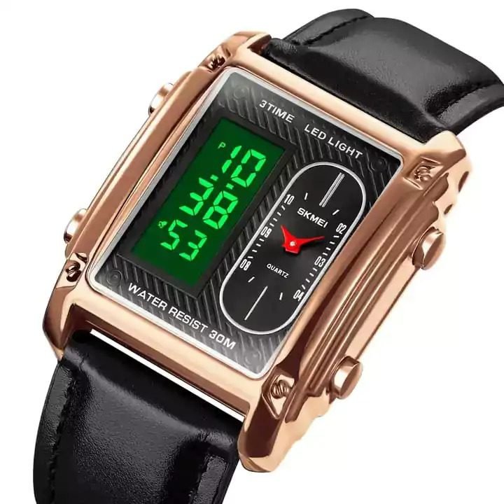Skmei - 1868 (strap) - Digital LED Luminous Waterproof - RoseGold-Leather image 1