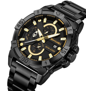 SKMEI - 2399 - Analog Multifunction Watch for Men with Stopwatch - black/gold image 0