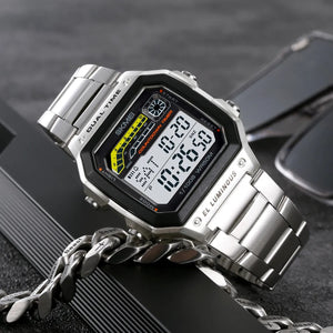 SKMEI 2307 – Digital Sports Watch – Silver/Steel