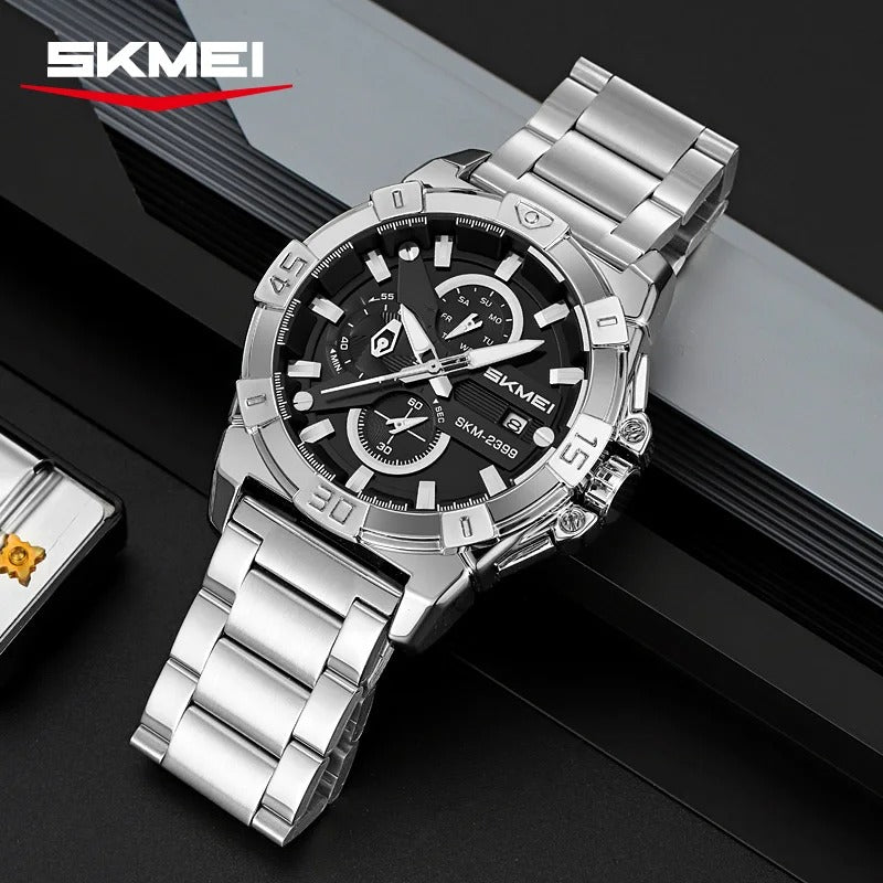 SKMEI - 2399 - Analog Multifunction Watch for Men with Stopwatch - silver image 2