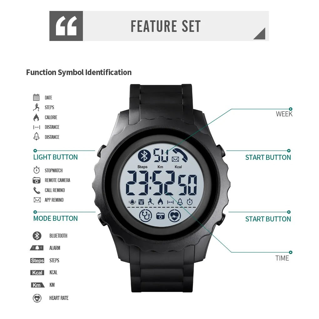 Skmei - 1626 - Health Tracker Digital Watch - Black/White image 3