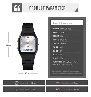 Skmei - 1604 - Digital Minimalist Waterproof Wrist Watch - black/silver image 5