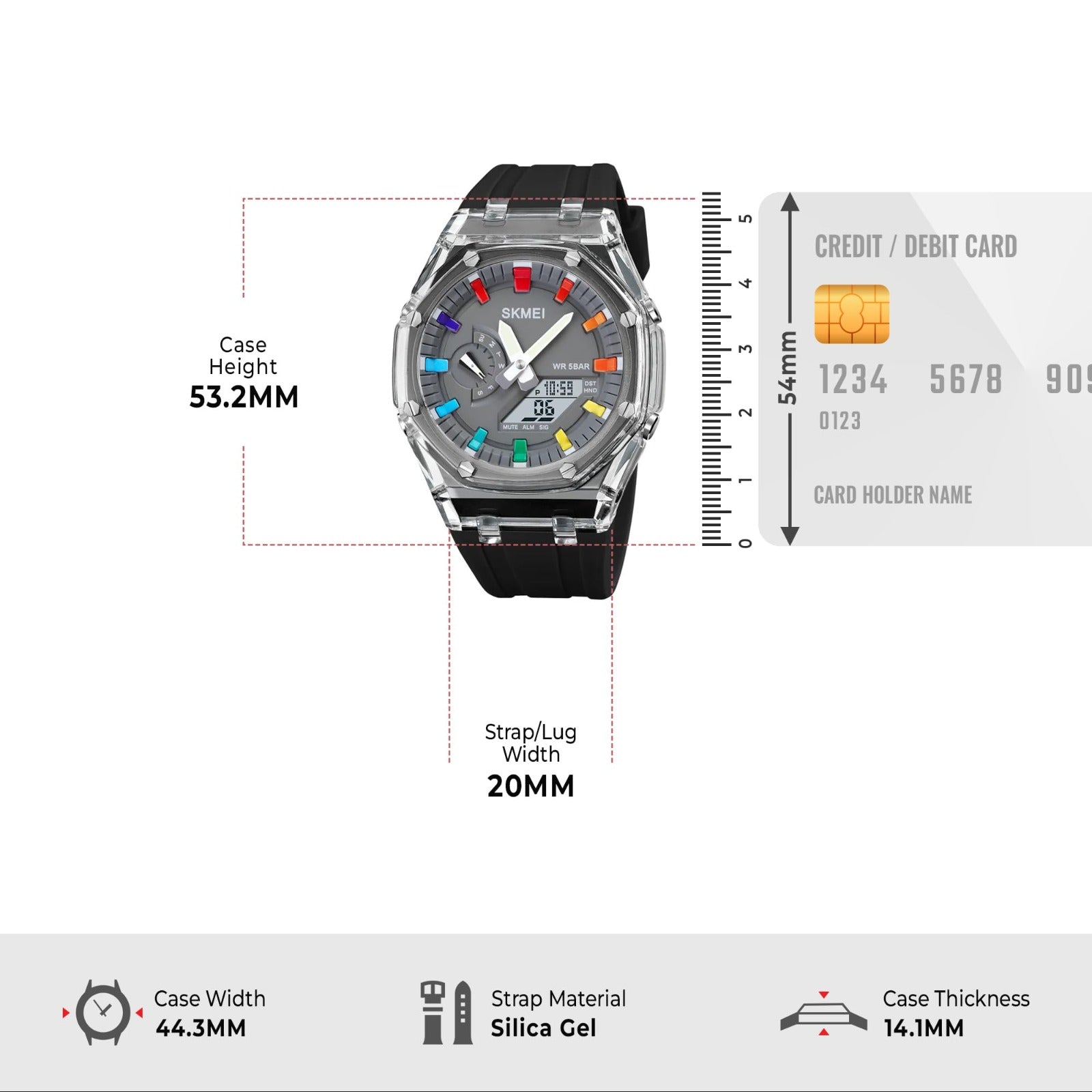 Skmei - 2100 - World Time 50m Waterproof - Black/Grey image 4