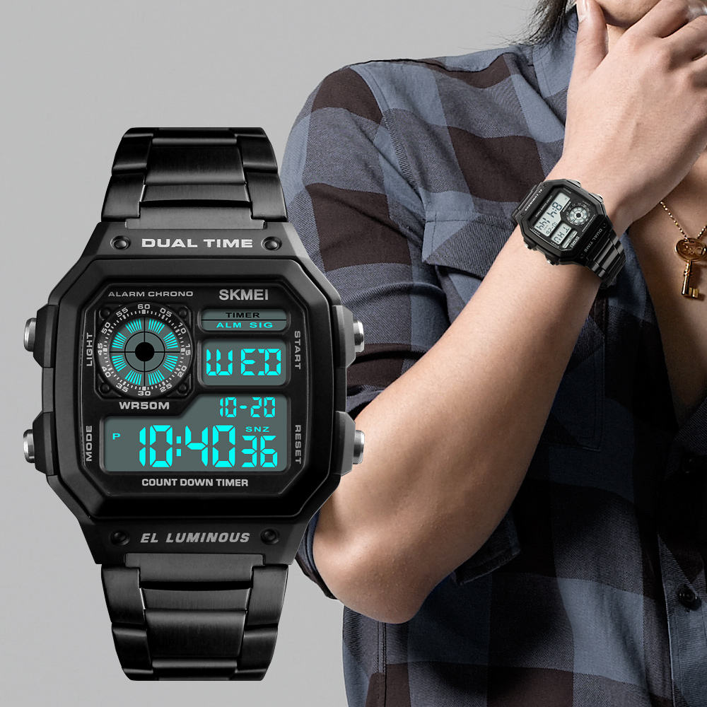Skmei - 1335 - Digital Sports Countdown Waterproof Watch - Black image 2