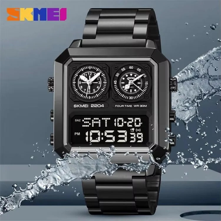 Skmei - 2204 - Digital Luminous 4 Time Square - Black image 2