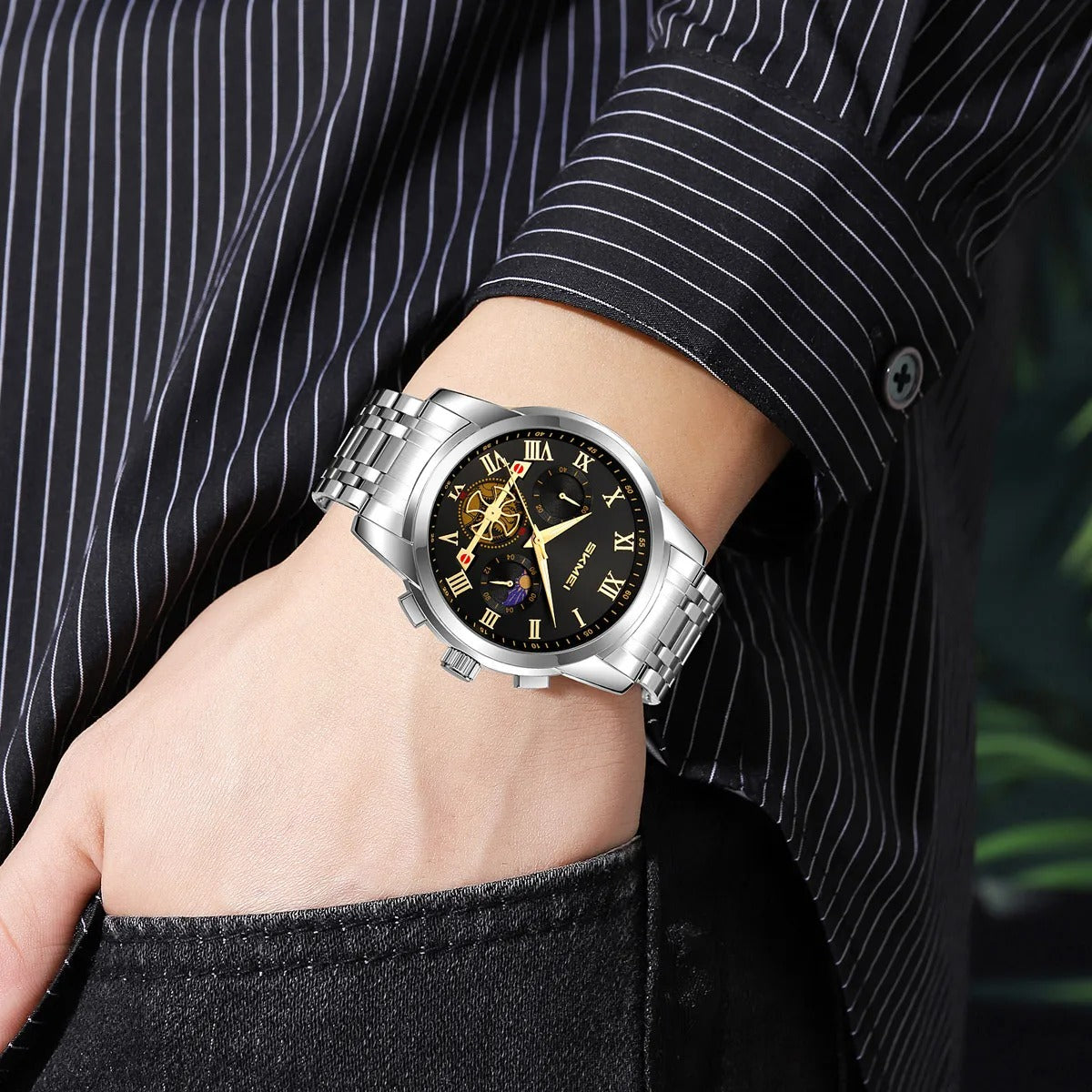 SKMEI - 9394 - Prime Classic Chronograph Stainless Steel - siver-black image 3