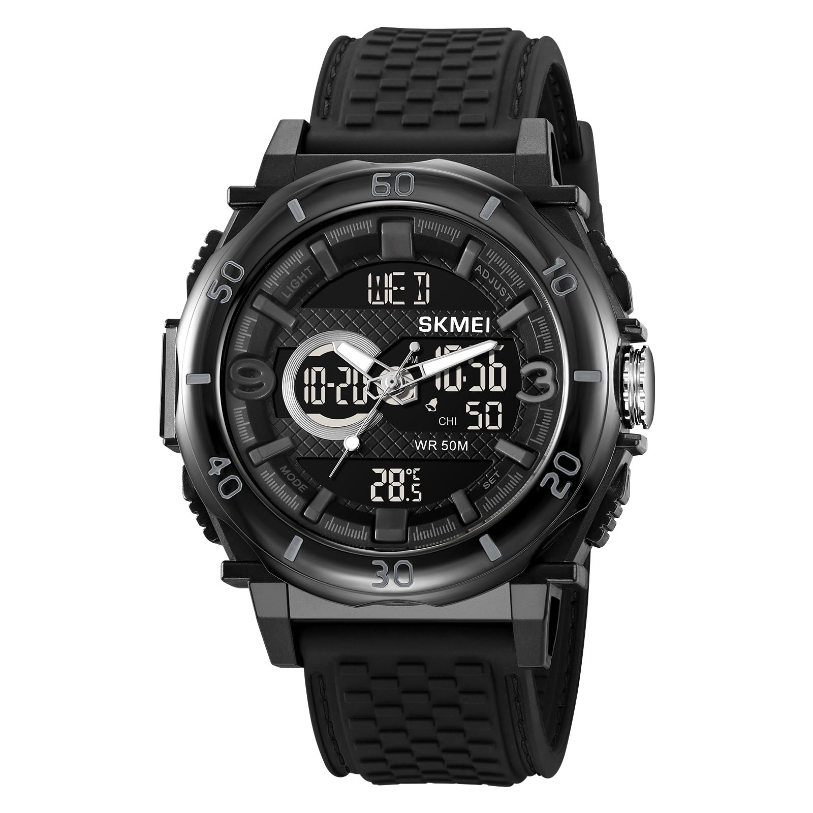 SKMEI - 2098 - Digital Dial Silica Gel Strap Watch for Men - black-black image 0