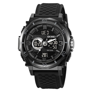 SKMEI - 2098 - Digital Dial Silica Gel Strap Watch for Men - black-black image 0
