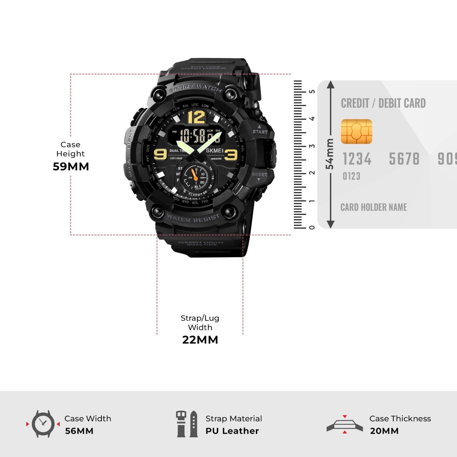 Skmei - 1637 - Warrior Dual Display Watch - Black image 4