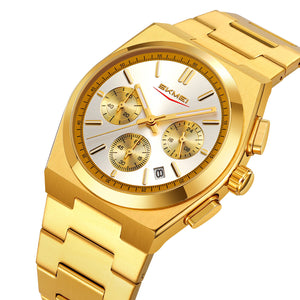 SKMEI - 9371 - Premium Quartz Chronograph Watch - Gold/Silver image 0