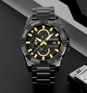 SKMEI - 2399 - Analog Multifunction Watch for Men with Stopwatch - black/gold image 3