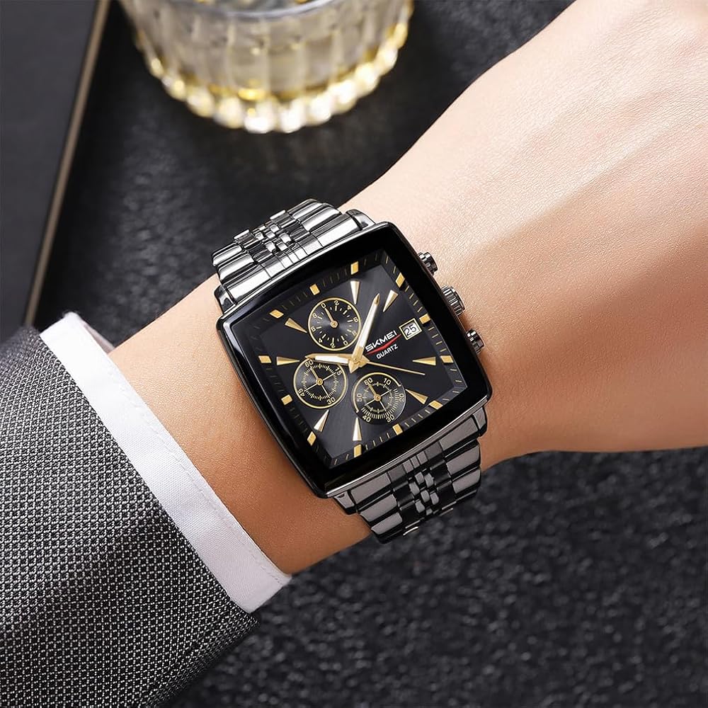 Skmei - 2434 - Men's Stainless Steel Quartz Chronograph Watch - black/gold image 1