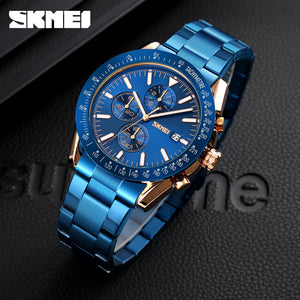 SKMEI - 9253 - Elite Chronograph Watch - Rosegold/Blue-Steel image 2