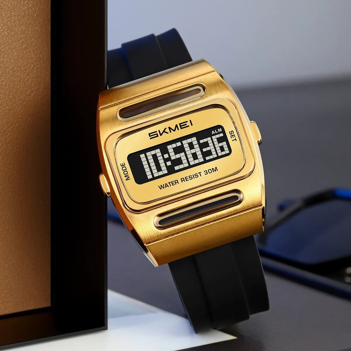 SKMEI 2563 Solar Powered Digital Watch - gold image 4