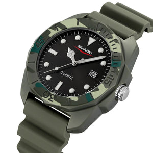 Skmei - 2393 - Quartz Analog Silicone Strap Watch - army green image 1