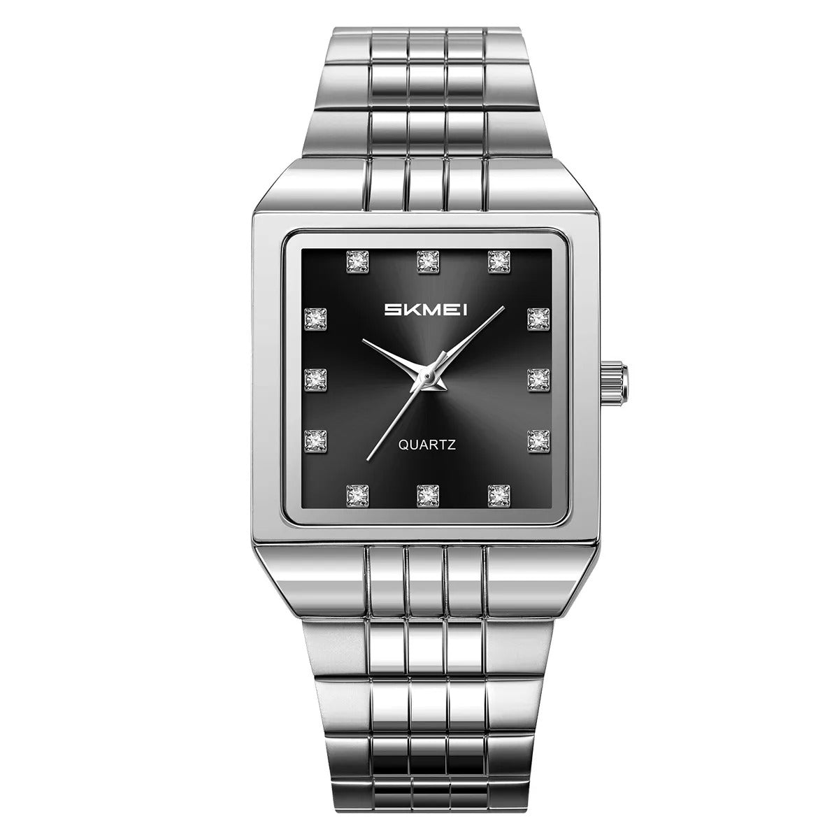 SKMEI 2619 Square Analog Diamond Dial Watch - silver/black image 0