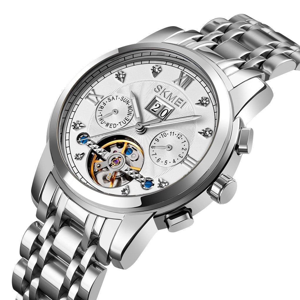 SKMEI - M029 - Automatic Movement Skeleton Watch - silver/silver image 1