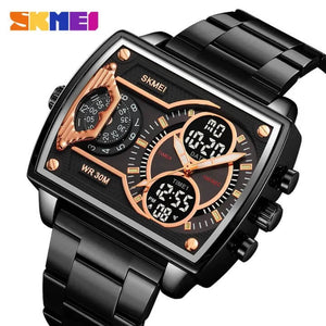 SKMEI 2229 Multi-Zone Analog Digital Sports Watch - Black/Black-Steel image 1