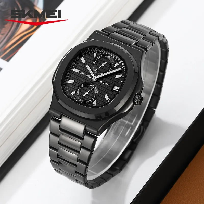 SKMEI - 2423 - Elegant Classic Multifunction Sqaure Dial Watch - black image 2